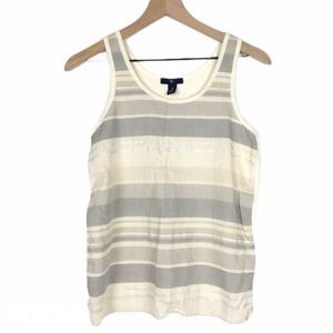 GAP Tank Top Sheer Stripe Metallic Neutral Colors Spring Beach Minimalist XS
